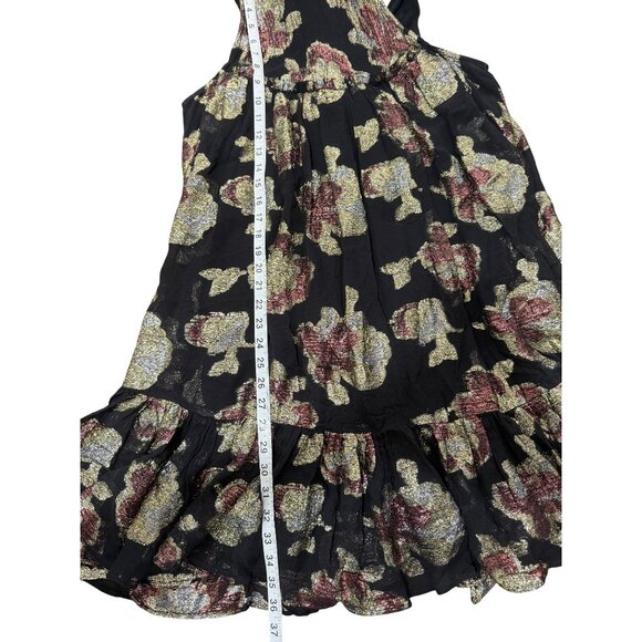Anthropologie Maeve Metallic Floral Swing Dress Halter Evening Cocktail Size S N - Picture 7 of 8